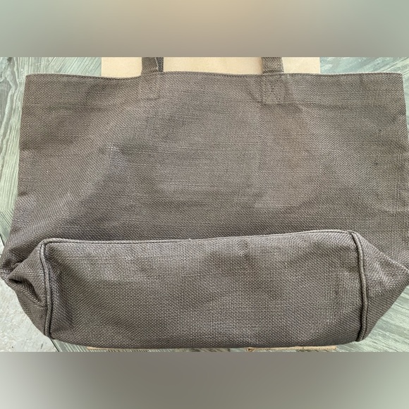 Olive & Hill Large sequin “Happy Everything” 100% Jute Tote. - Picture 11 of 16